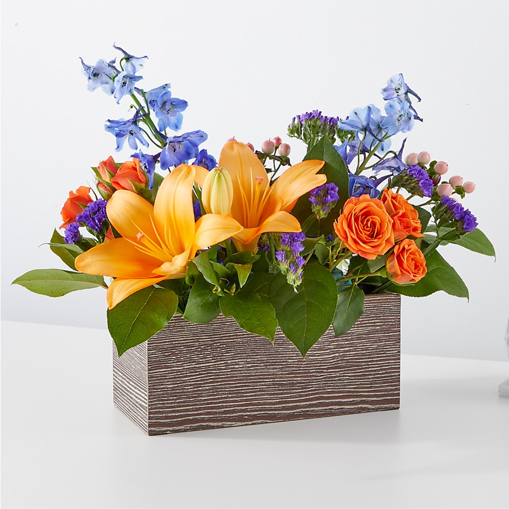 Radiant Citrus Box Bouquet – Blossom And Brew Co, Menasha WI
