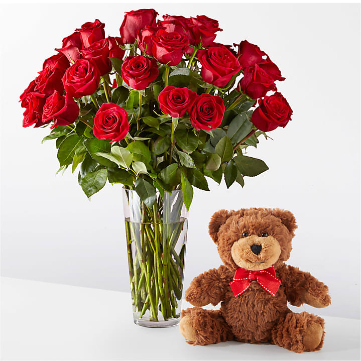 Romantic Long Stem Red Rose Bouquet Bundles – Blossom And Brew Co, Menasha WI