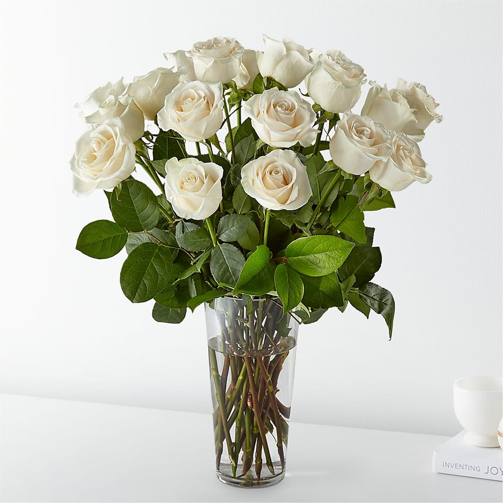 Long Stem White Rose Bouquet – Blossom And Brew Co, Menasha WI