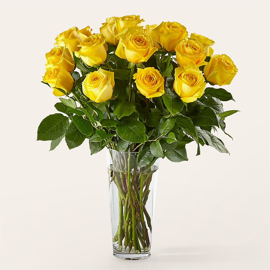 Long Stem Yellow Rose Bouquet – Blossom And Brew Co, Menasha WI
