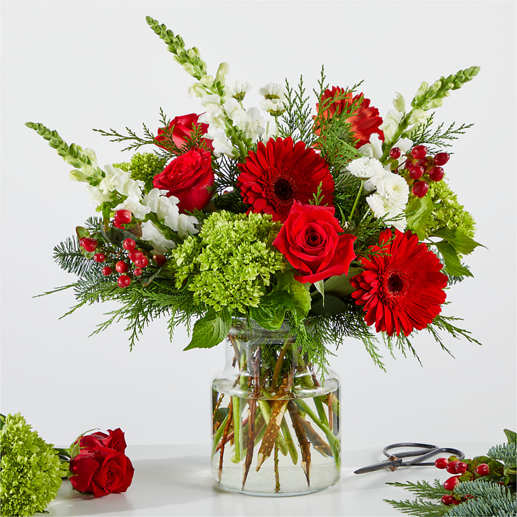 Merry Moment Bouquet – A Florist Original – Blossom And Brew Co, Menasha WI
