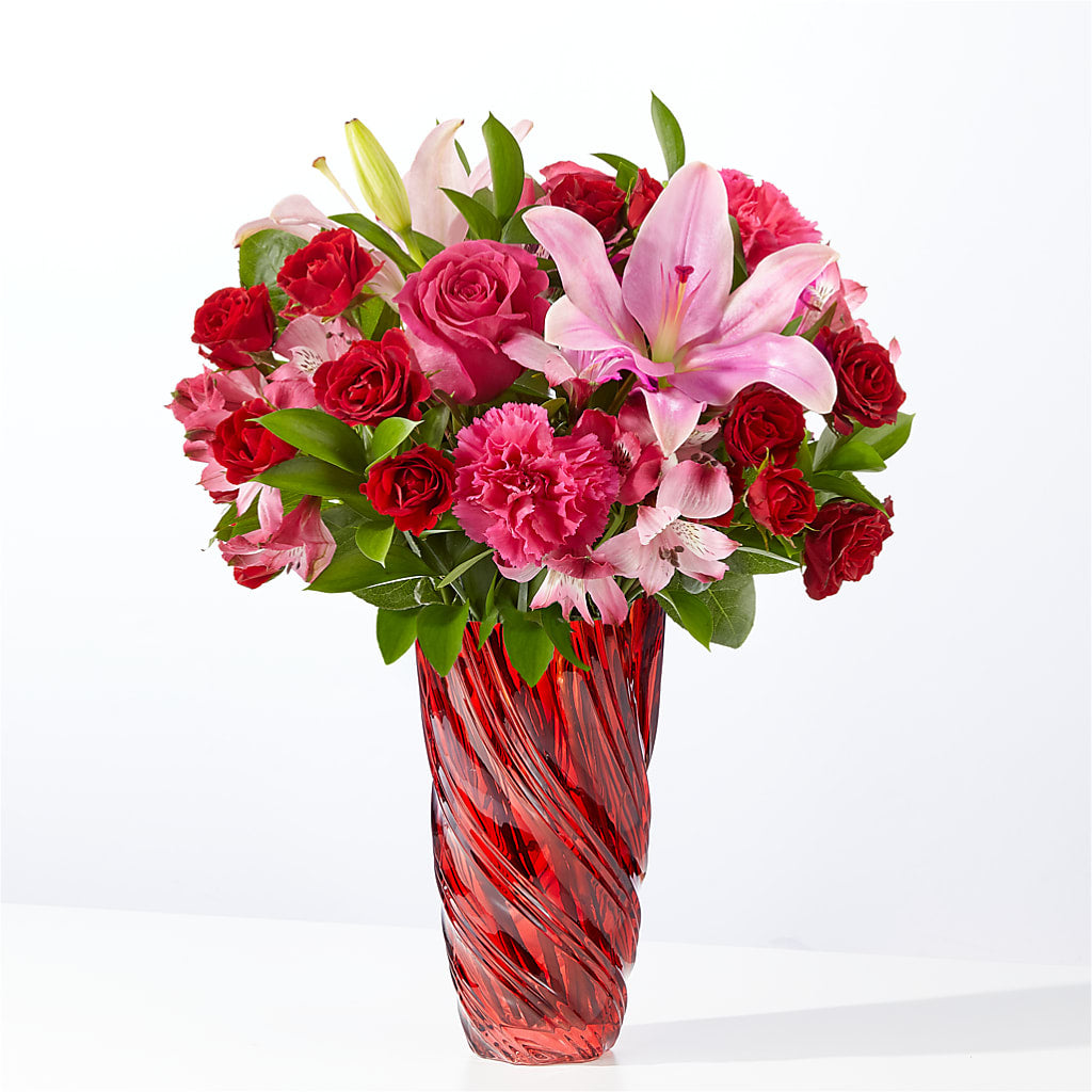 In Love Bouquet with Luxe Swirl Vase – Blossom And Brew Co, Menasha WI