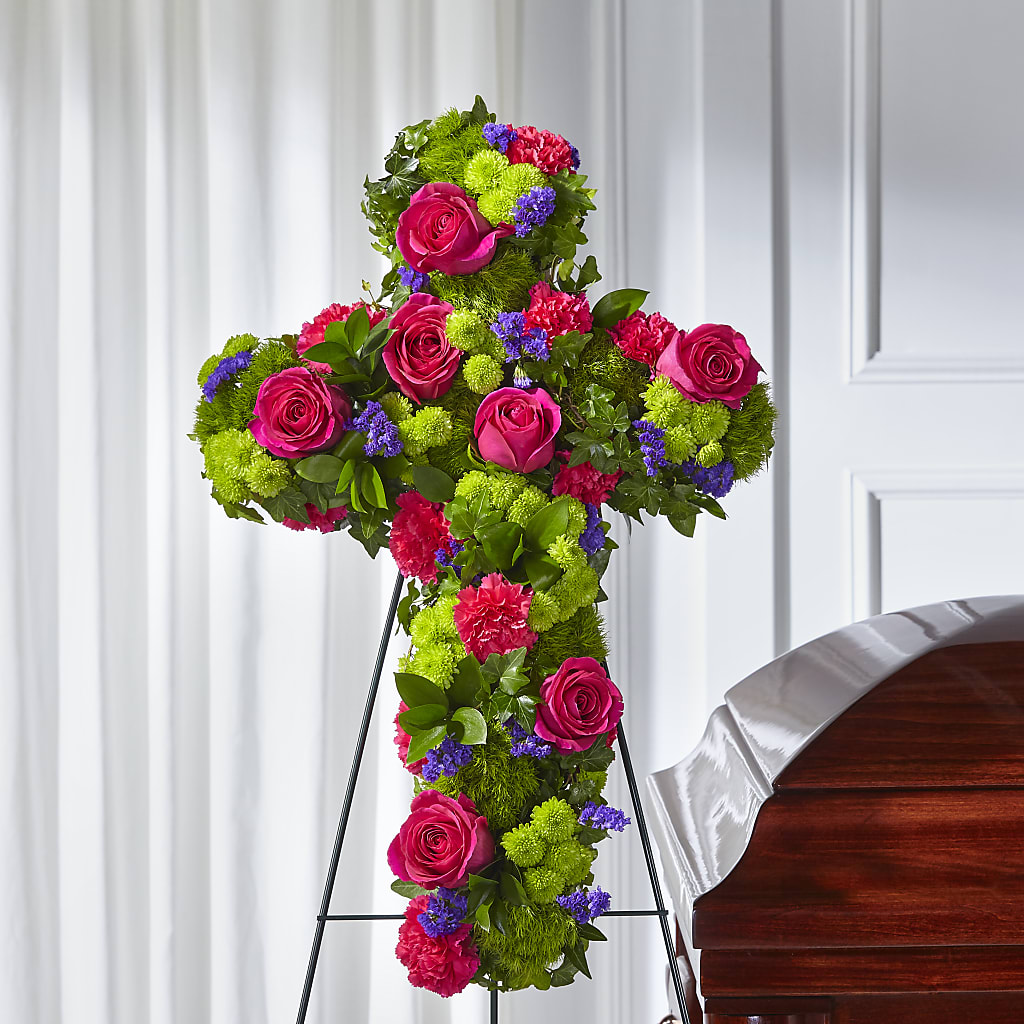 Tribute Rose Floral Cross – Blossom And Brew Co, Menasha WI