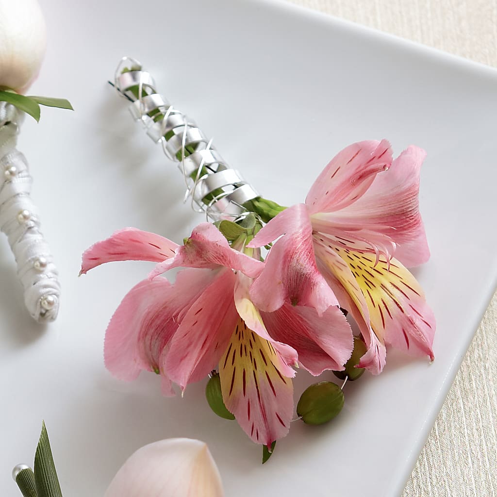 Pink Peruvian Lily Boutonniere – Blossom And Brew Co, Menasha WI