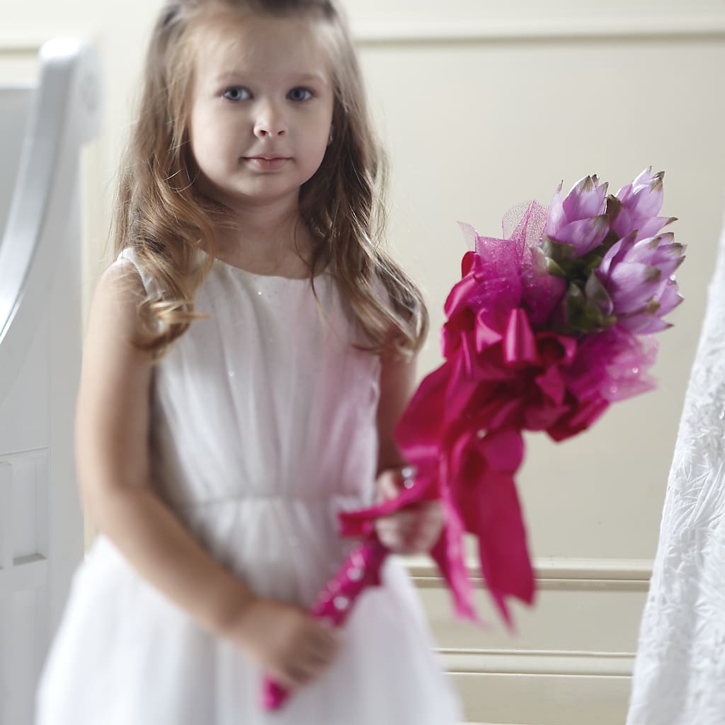 Sparkle Pink Flower Girl Bouquet – Blossom And Brew Co, Menasha WI