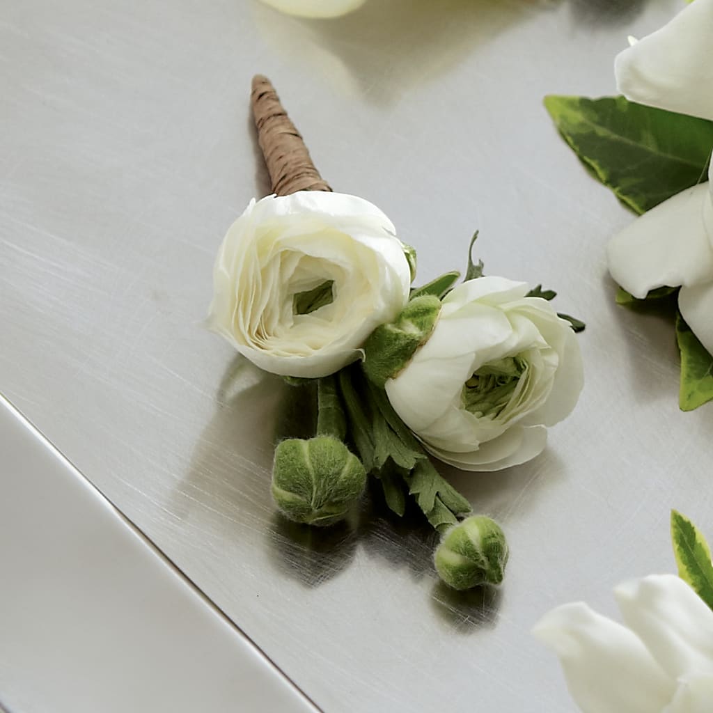 White Ranunculus Boutonniere – Blossom And Brew Co, Menasha WI