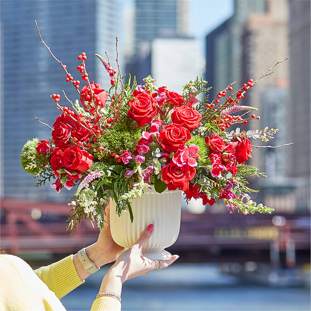Big Red Bow Bouquet –  Blossom And Brew Co, Menasha WI