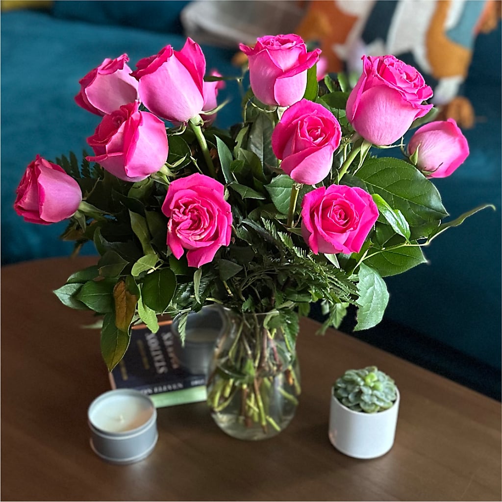 Long Stem Pink Rose Bouquet –  Blossom And Brew Co, Menasha WI