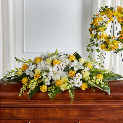 Golden Harmony Casket Spray –  Blossom And Brew Co, Menasha WI