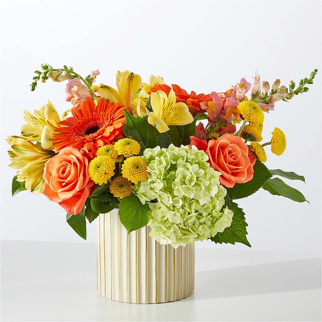 Autumn Sunshine Bouquet with Ivory Vase –  Blossom And Brew Co, Menasha WI