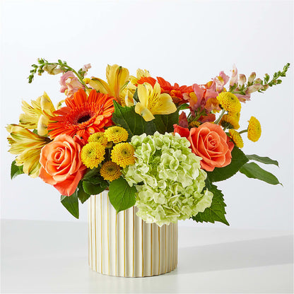 Autumn Sunshine Bouquet with Ivory Vase –  Blossom And Brew Co, Menasha WI