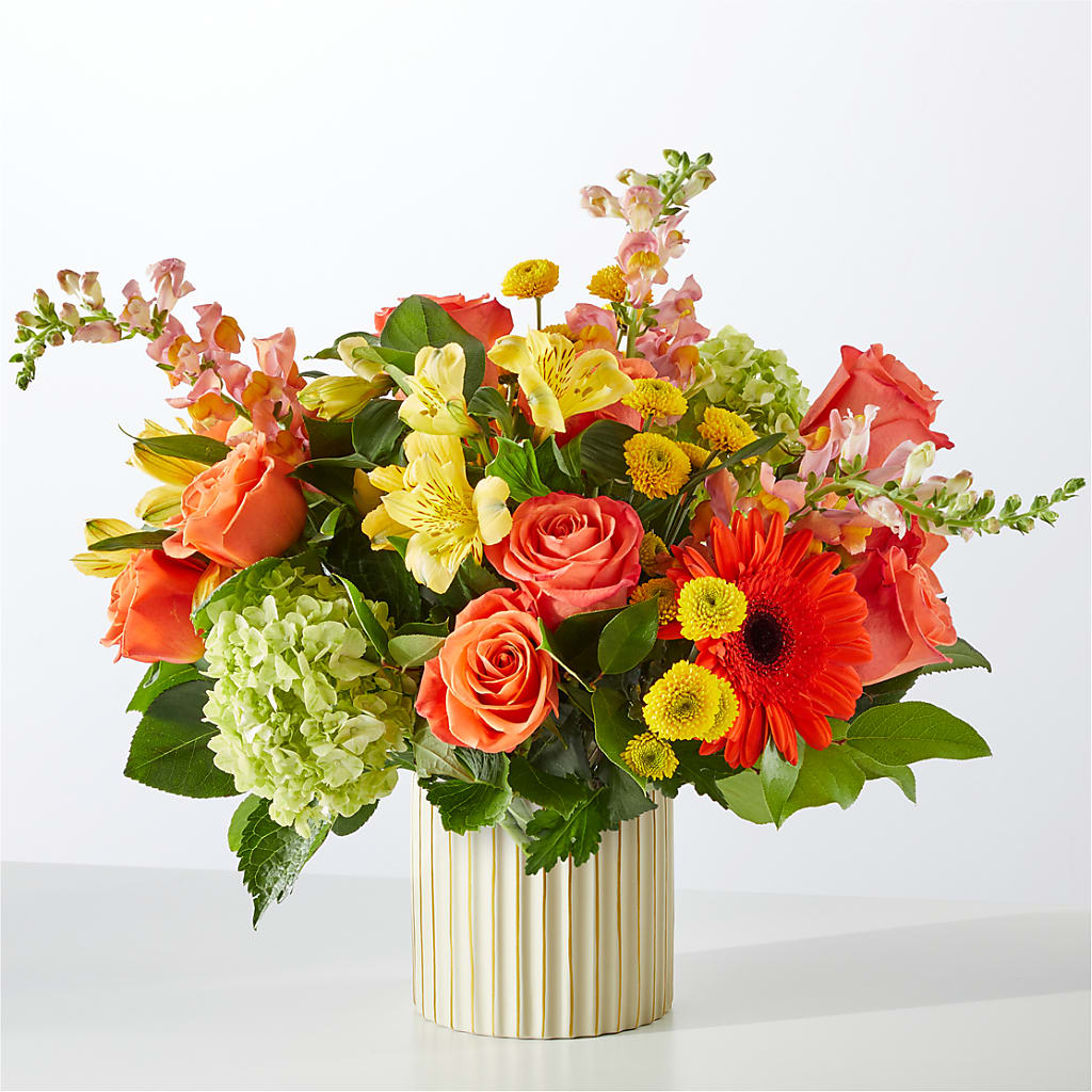 Autumn Sunshine Bouquet with Ivory Vase –  Blossom And Brew Co, Menasha WI