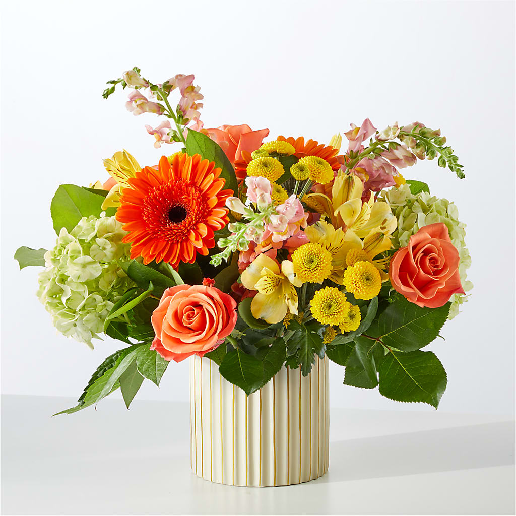Autumn Sunshine Bouquet with Ivory Vase –  Blossom And Brew Co, Menasha WI