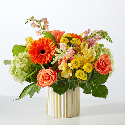 Autumn Sunshine Bouquet with Ivory Vase –  Blossom And Brew Co, Menasha WI