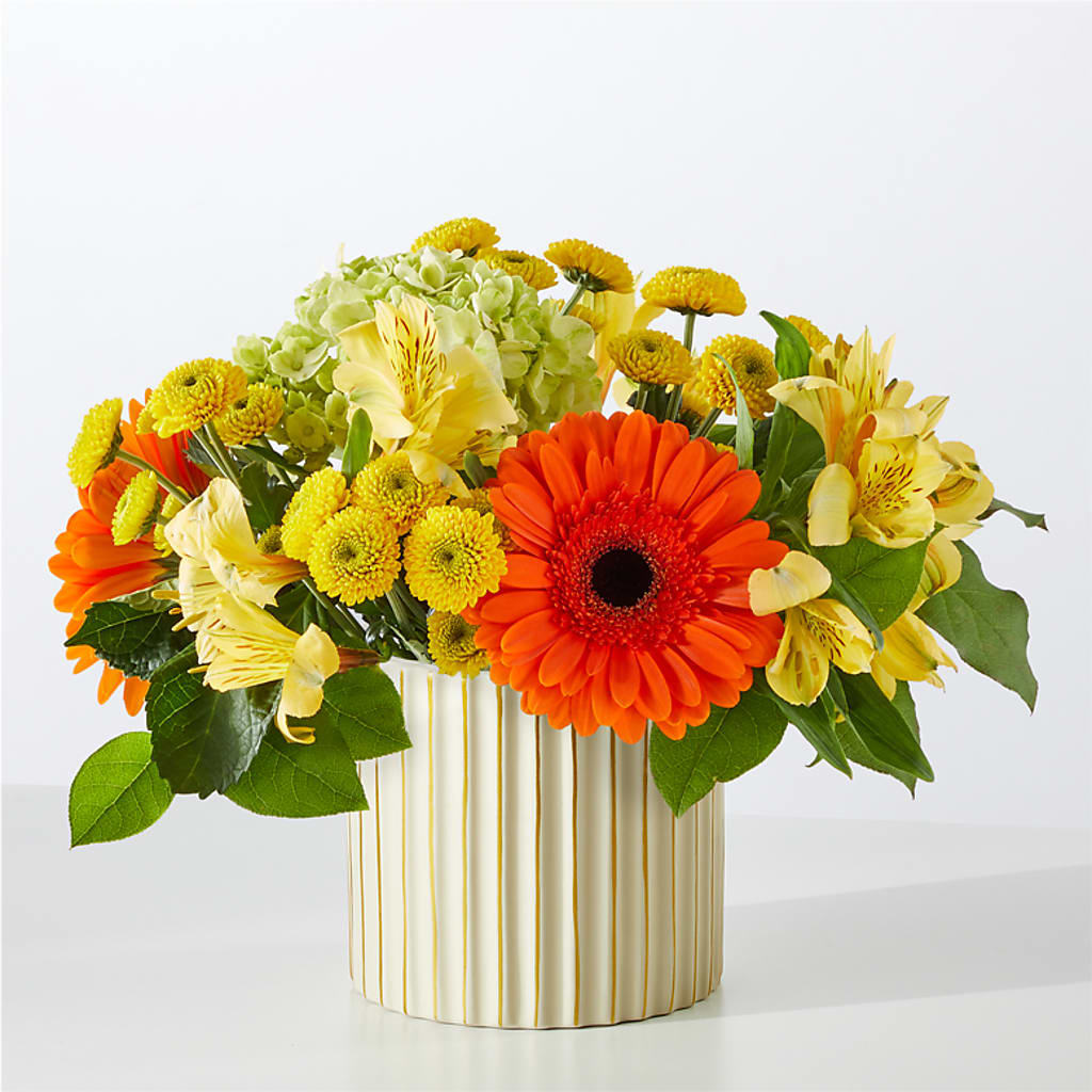 Autumn Sunshine Bouquet with Ivory Vase –  Blossom And Brew Co, Menasha WI