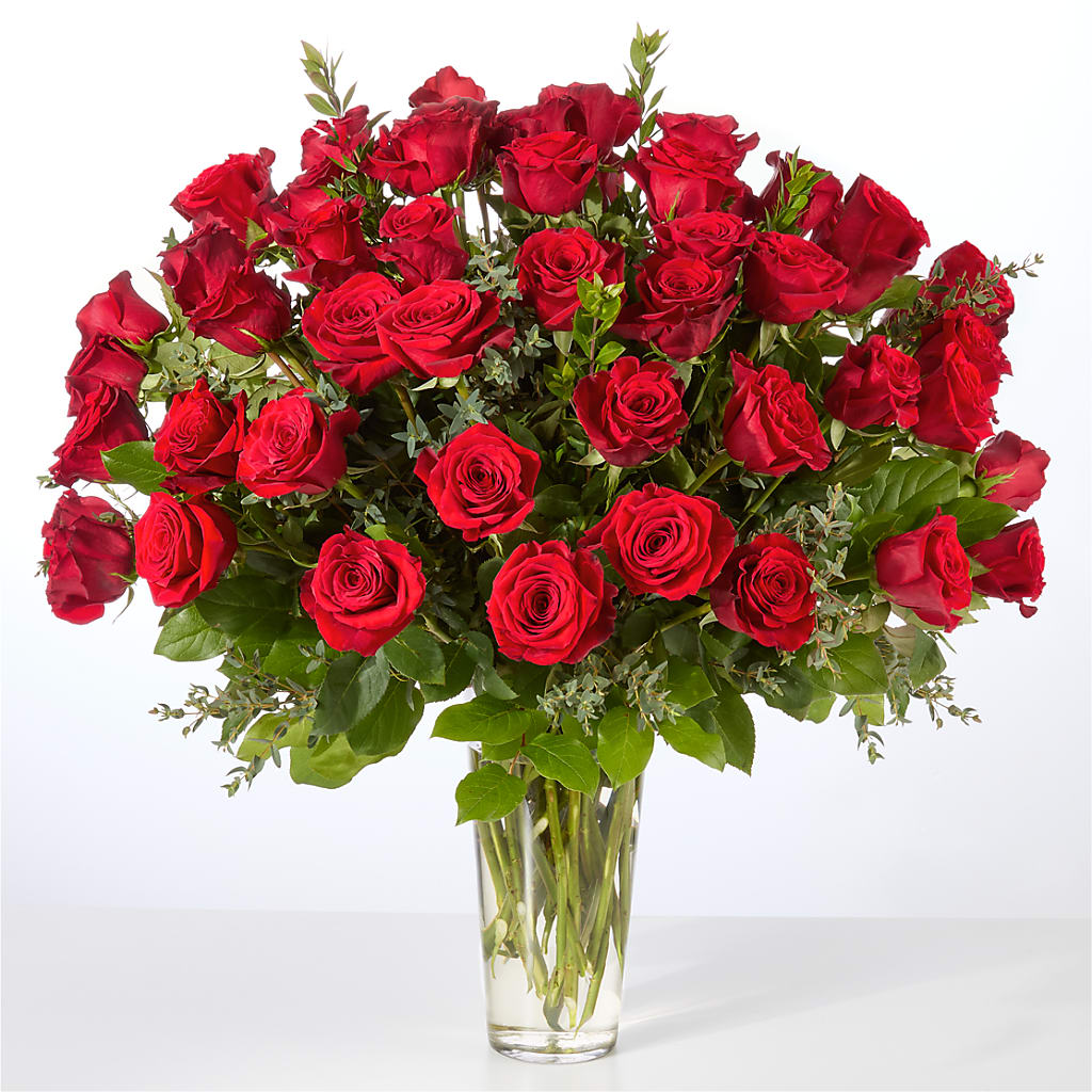 Forever Yours Fifty Stem Red Rose Bouquet –  Blossom And Brew Co, Menasha WI