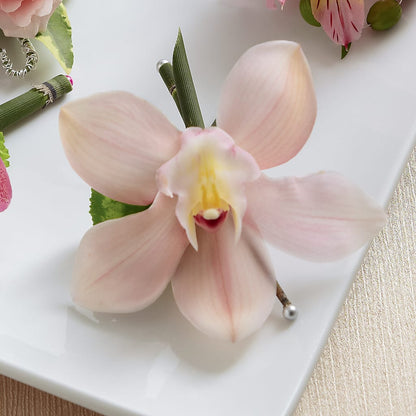 Pink Cymbidium Boutonniere –  Blossom And Brew Co, Menasha WI