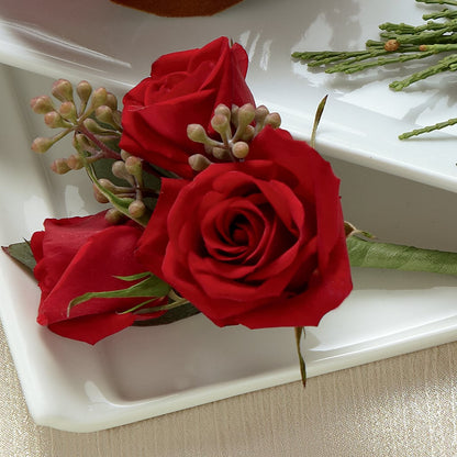 Red Spray Rose Boutonniere –  Blossom And Brew Co, Menasha WI
